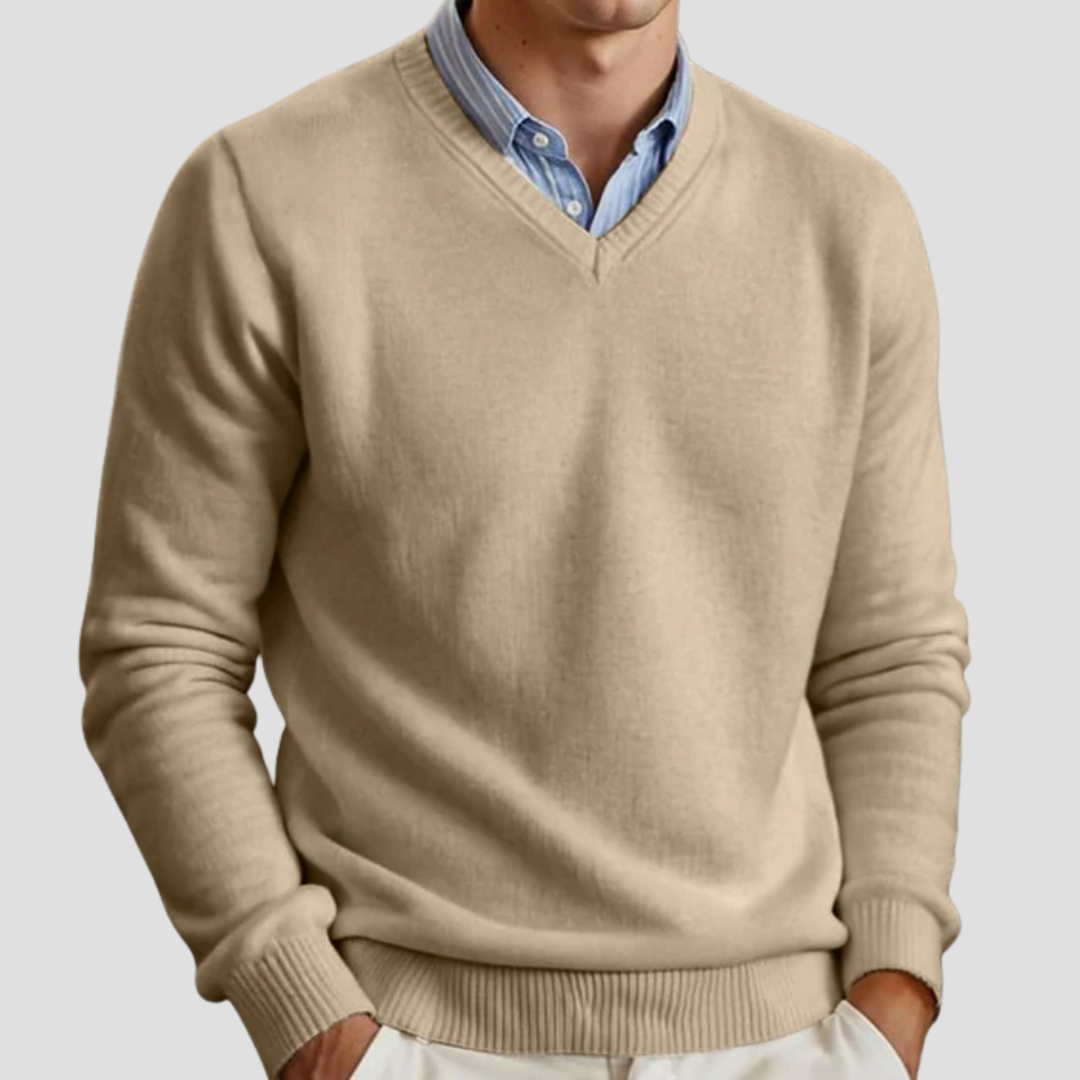 Men’s V-Neck Sweater | Classic Winter Pullover Style