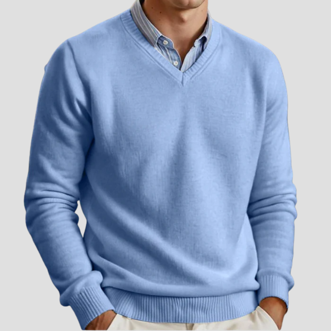 Men’s V-Neck Sweater | Classic Winter Pullover Style