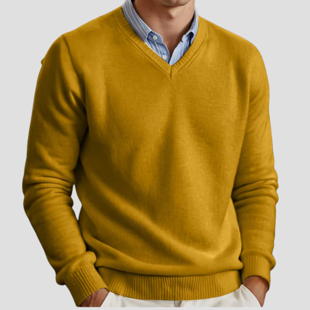 Men’s V-Neck Sweater | Classic Winter Pullover Style