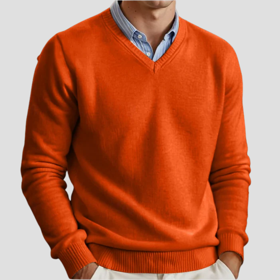 Men’s V-Neck Sweater | Classic Winter Pullover Style