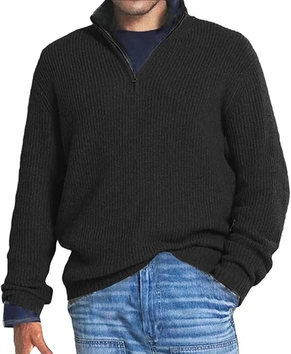 Men’s Winter Half-Zip Sweater | Classic Trucker Style