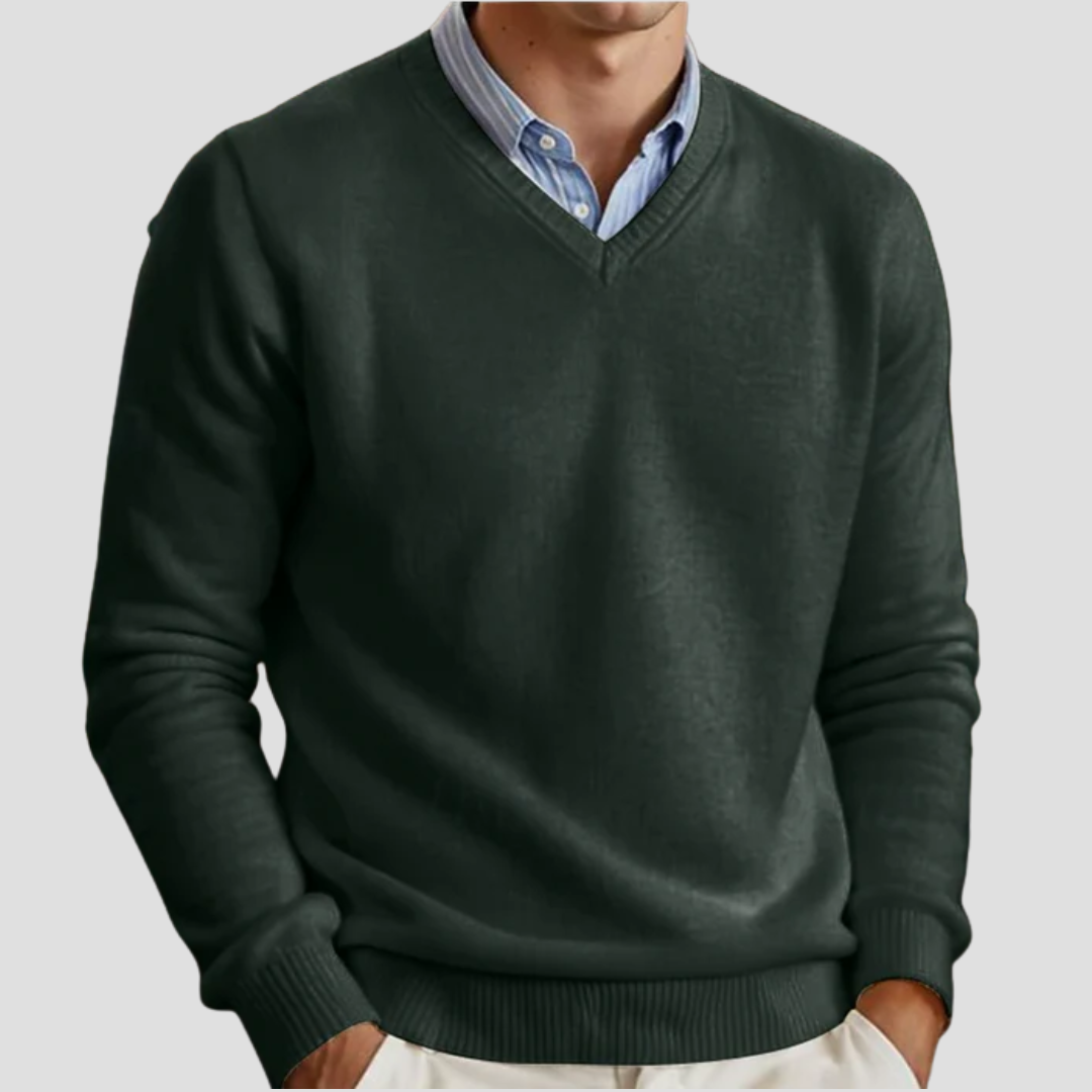 Men’s V-Neck Sweater | Classic Winter Pullover Style