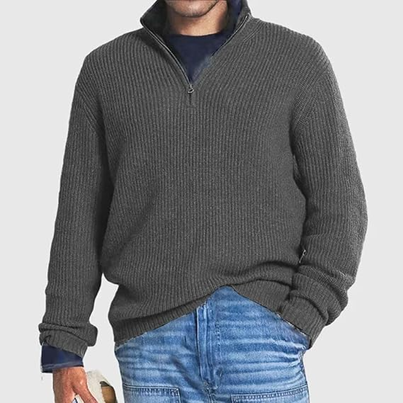 Men’s Winter Half-Zip Sweater | Classic Trucker Style