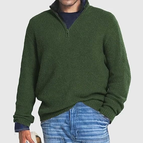 Men’s Winter Half-Zip Sweater | Classic Trucker Style