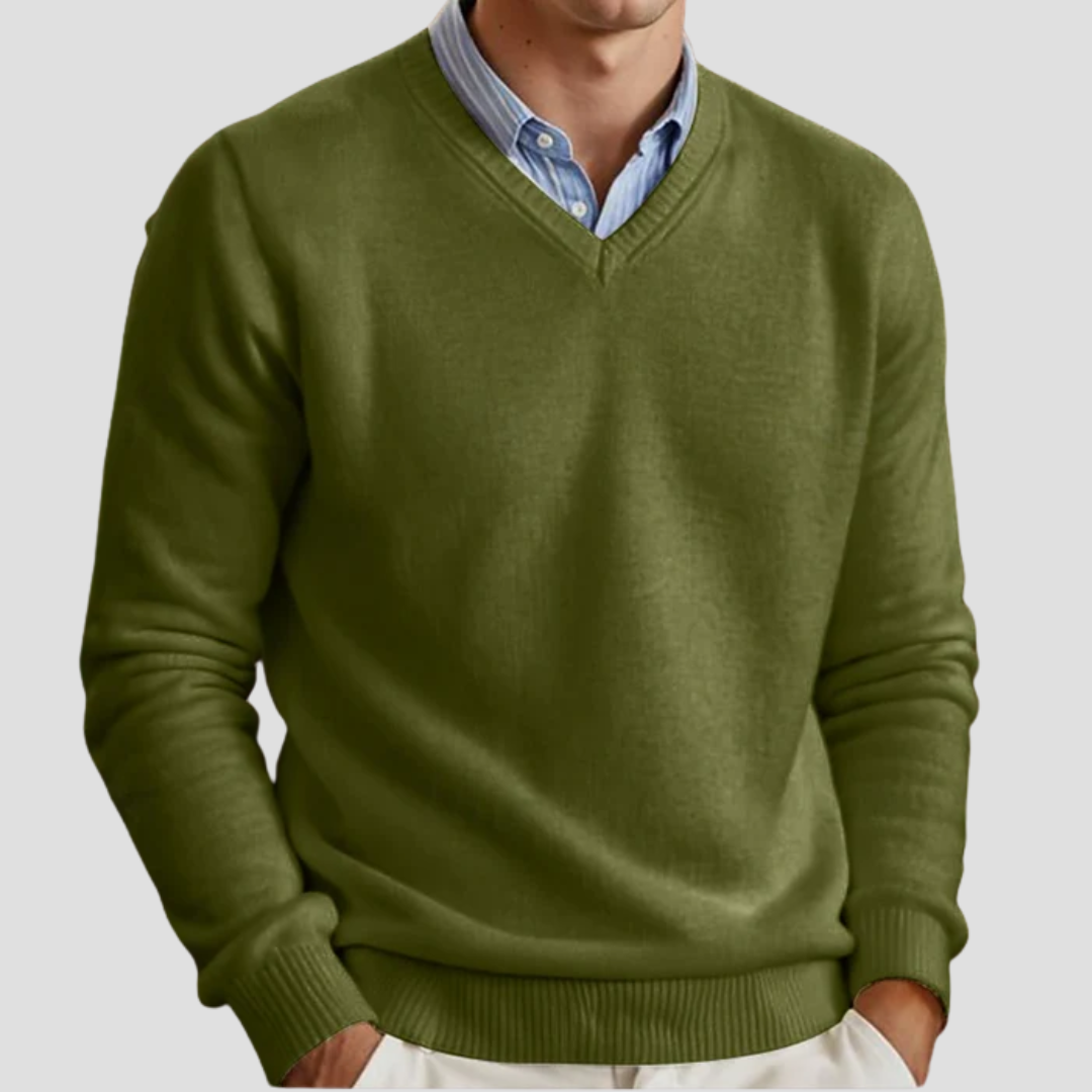 Men’s V-Neck Sweater | Classic Winter Pullover Style