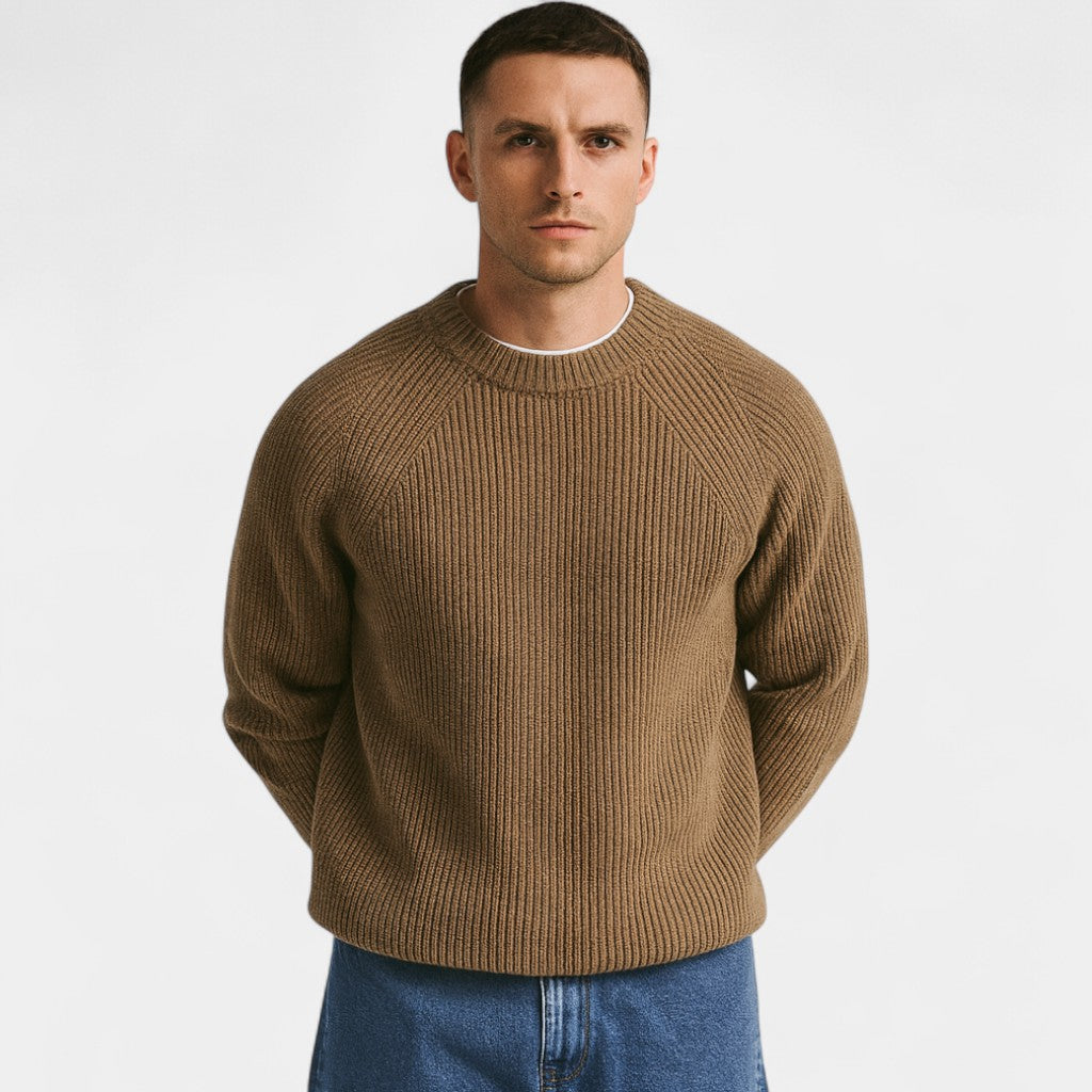 Men’s Winter Sweater | Classic Ribbed Crewneck Pullover