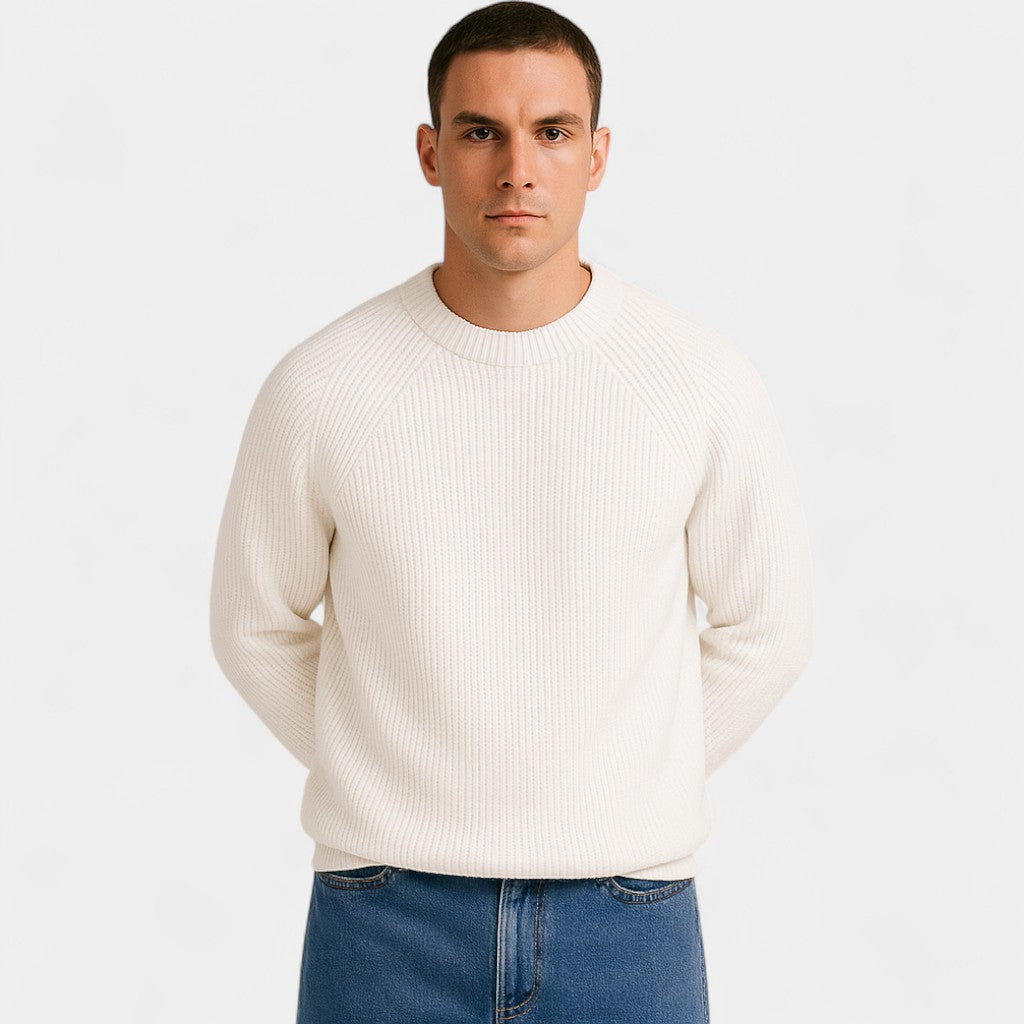 Men’s Winter Sweater | Classic Ribbed Crewneck Pullover