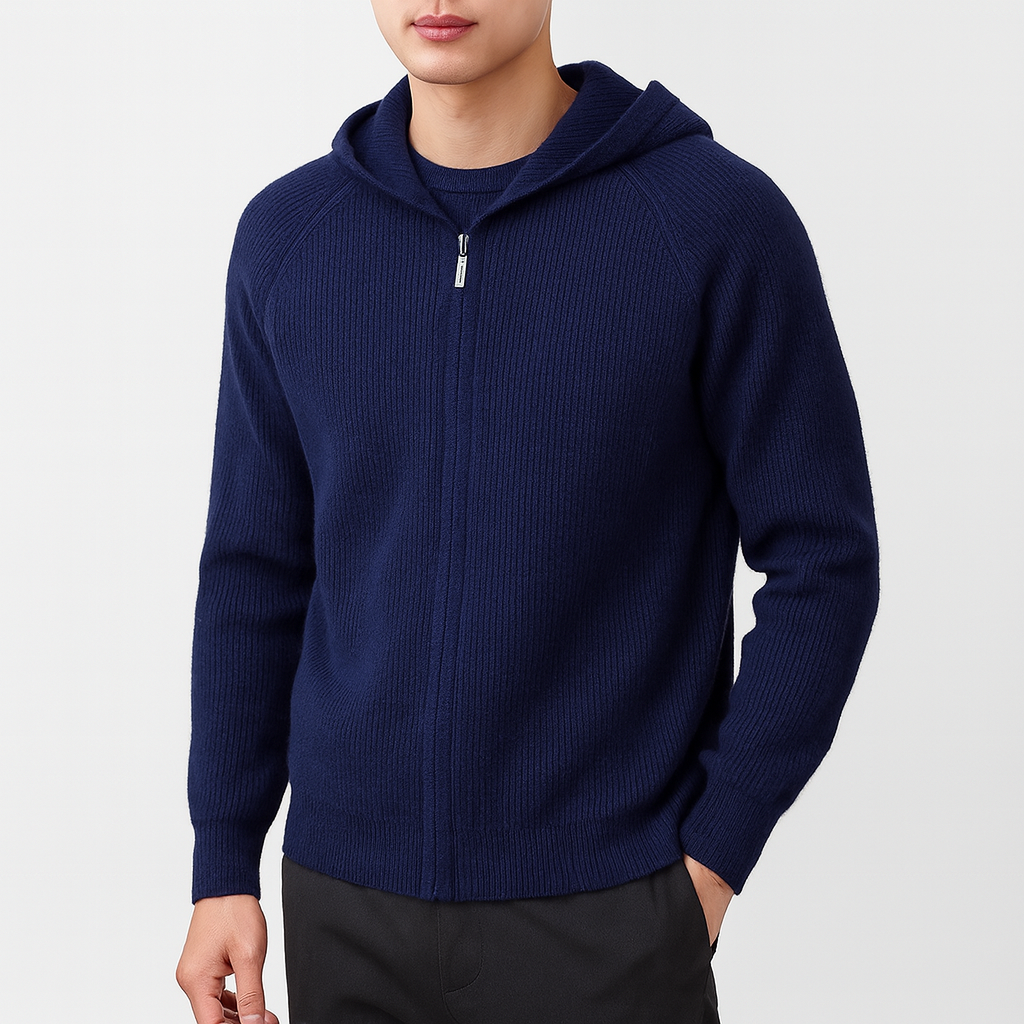 Men’s Knitted Hoodie | Casual Zip-Up Winter Sweater