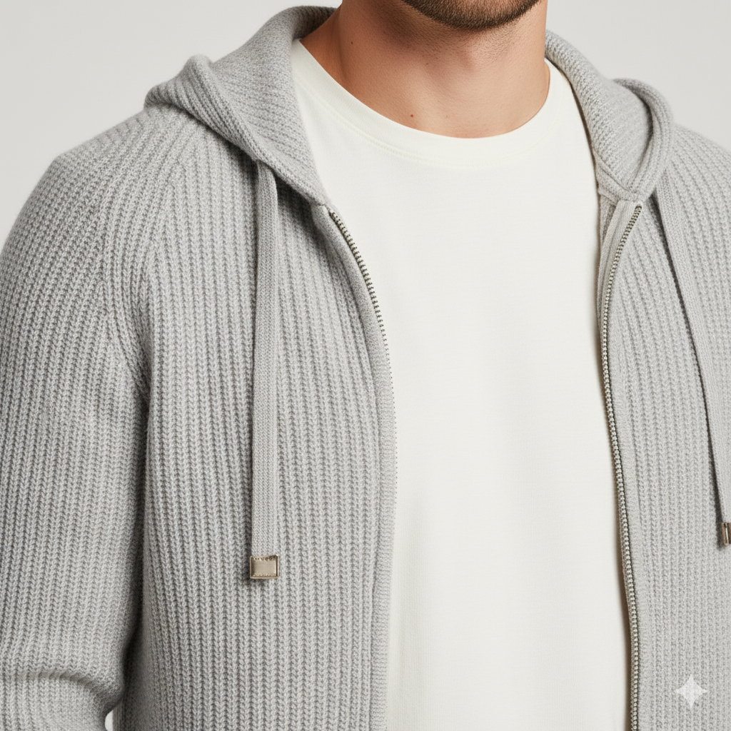 Men’s Knitted Hoodie | Casual Zip-Up Winter Sweater