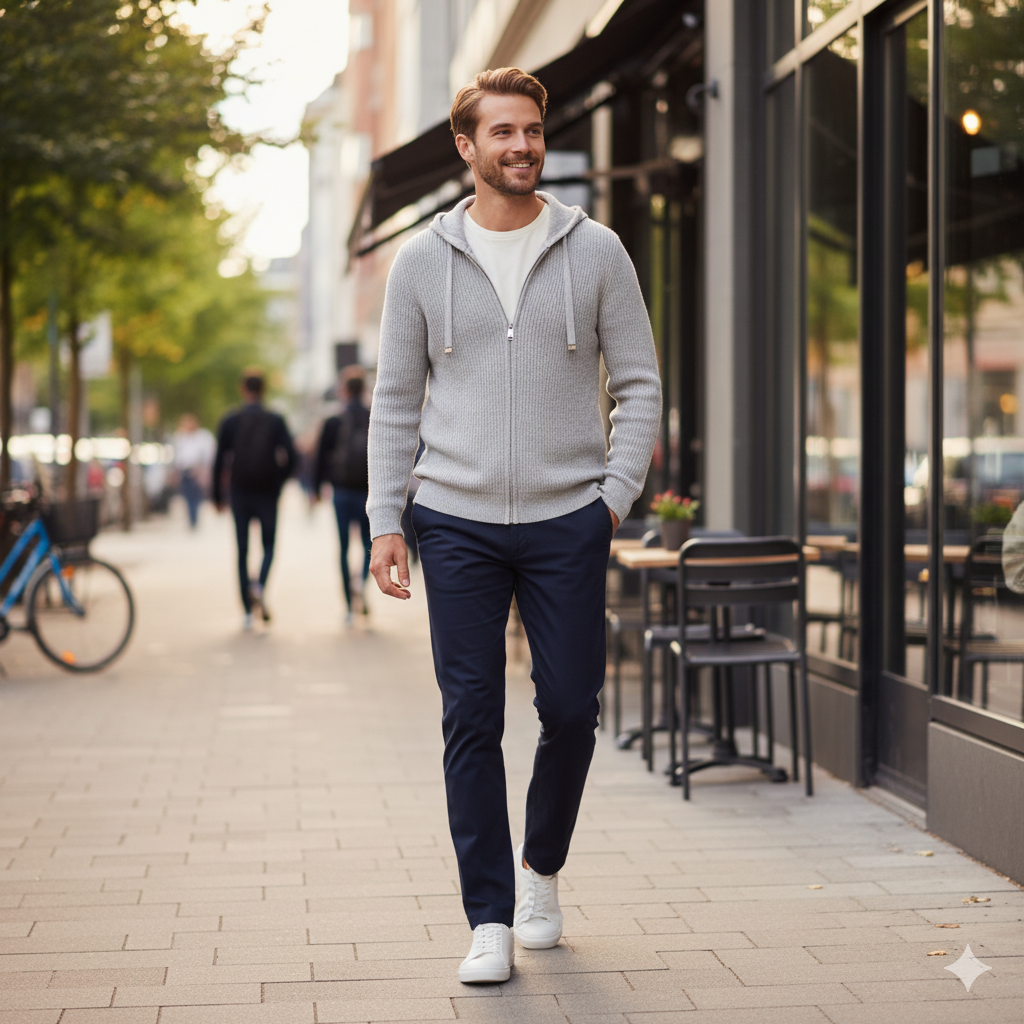 Men’s Knitted Hoodie | Casual Zip-Up Winter Sweater