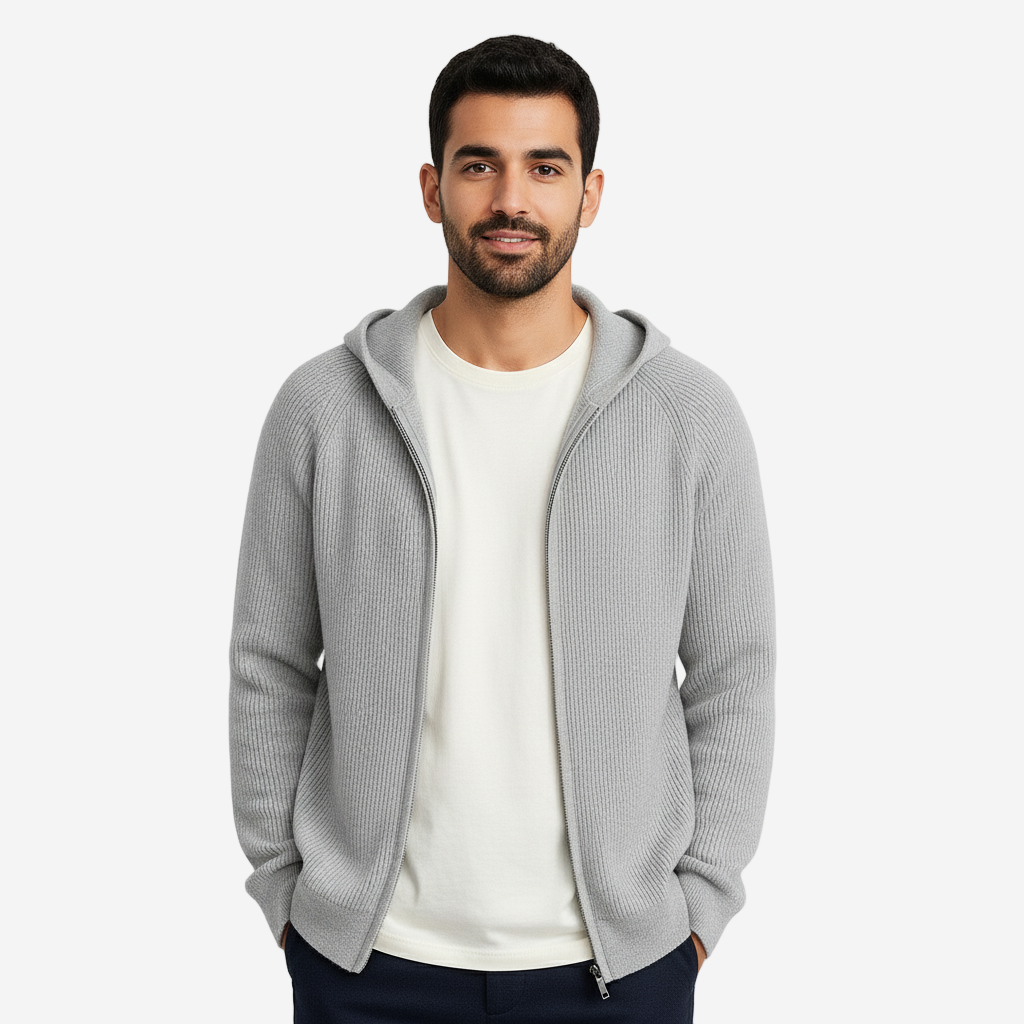 Men’s Knitted Hoodie | Casual Zip-Up Winter Sweater