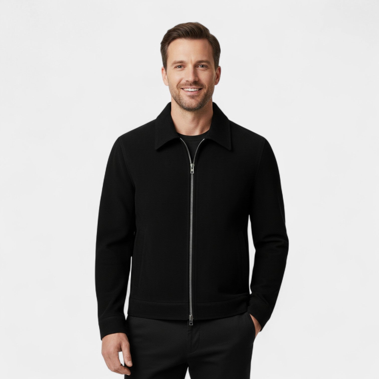 Men’s Winter Bomber Jacket | Modern Zip-Up Collared Look