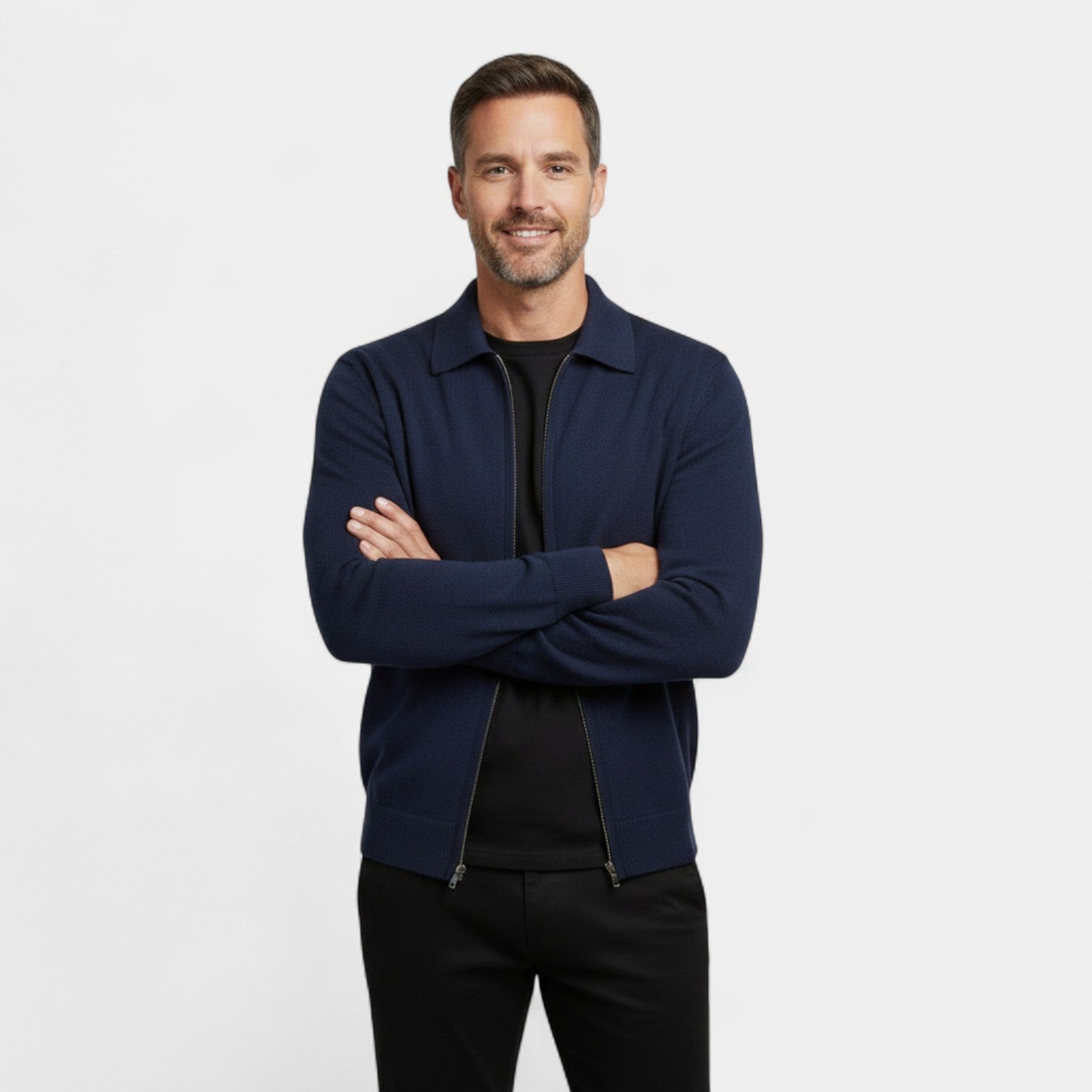 Men’s Zip-Up Winter Cardigan | Timeless Collared Design