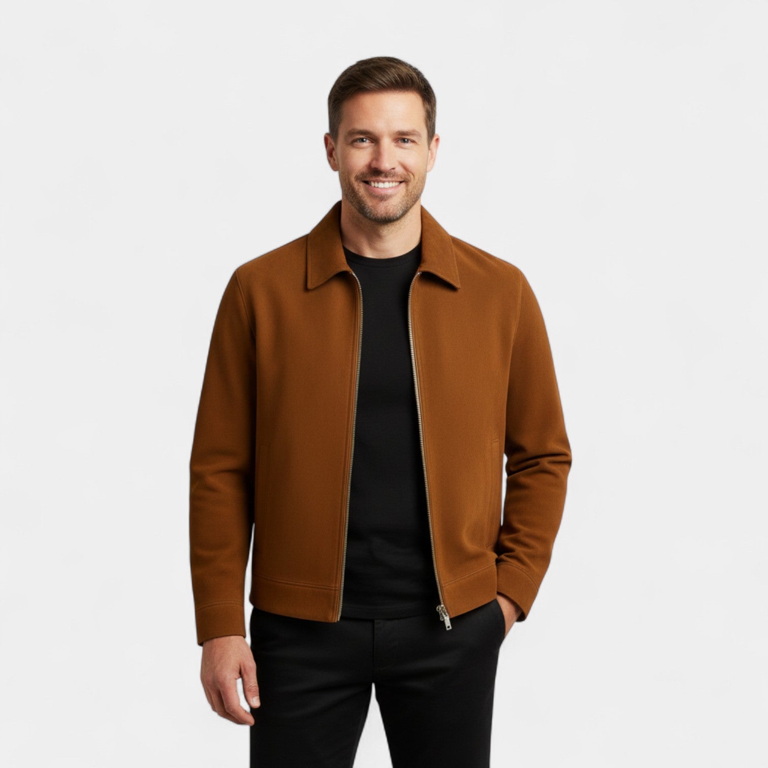 Men’s Winter Bomber Jacket | Modern Zip-Up Collared Look