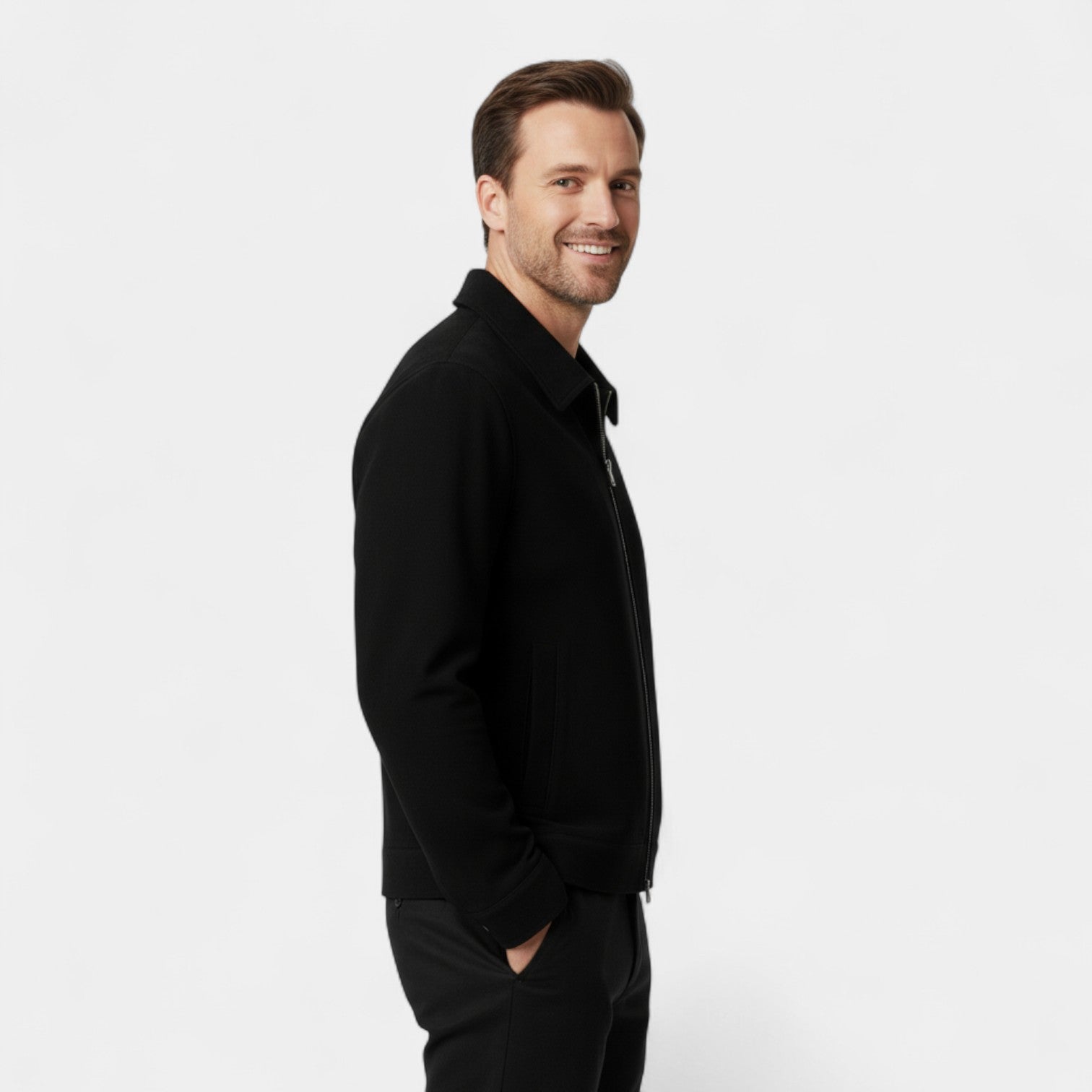 Men’s Winter Bomber Jacket | Modern Zip-Up Collared Look