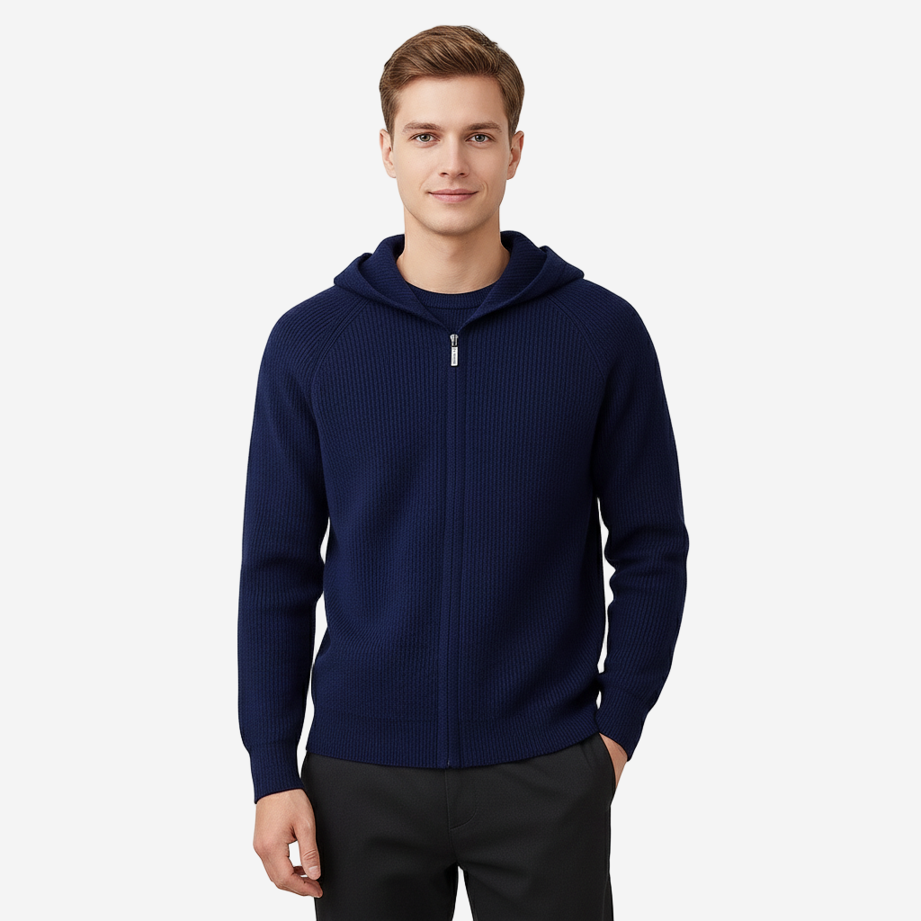 Men’s Knitted Hoodie | Casual Zip-Up Winter Sweater