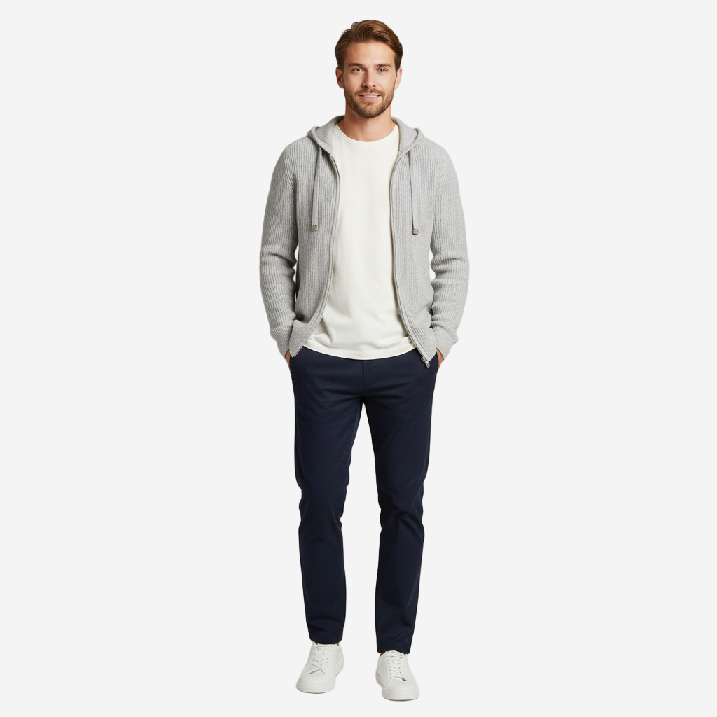 Men’s Knitted Hoodie | Casual Zip-Up Winter Sweater