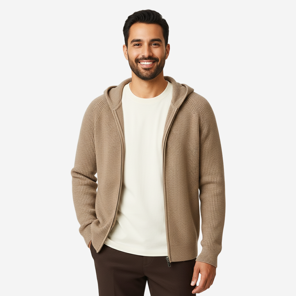 Men’s Knitted Hoodie | Casual Zip-Up Winter Sweater