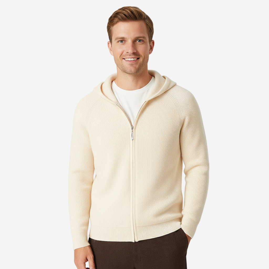 Men’s Knitted Hoodie | Casual Zip-Up Winter Sweater