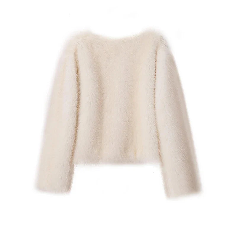 Women’s Vintage-Inspired Warm Fluffy Cropped Fur Coat