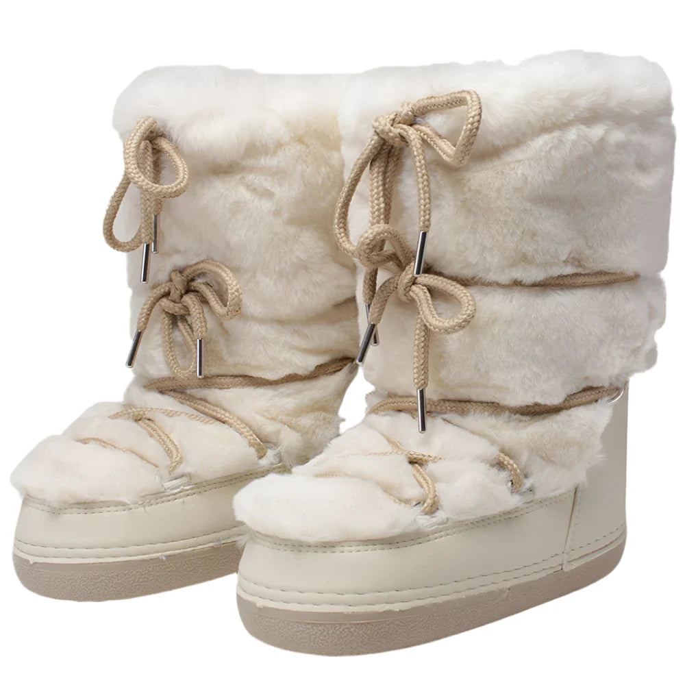 Women’s Warm Long Fur Snow Boots | Ski Boots | Winter | Mid-Calf Design