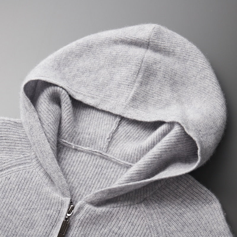 Men’s Knitted Hoodie | Casual Zip-Up Winter Sweater
