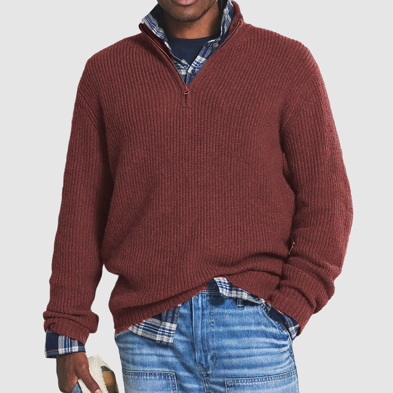 Men’s Winter Half-Zip Sweater | Classic Trucker Style