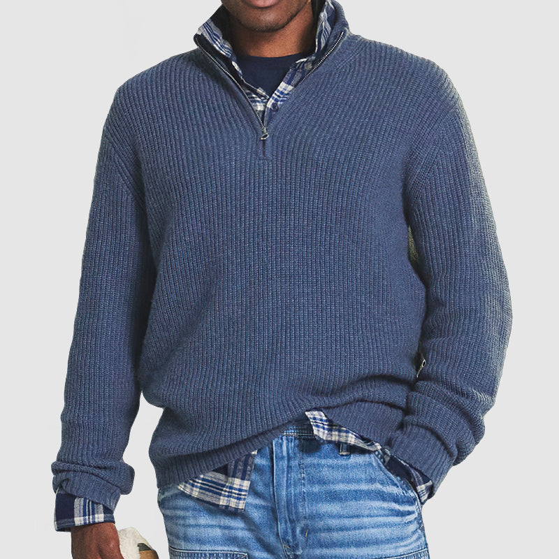 Men’s Winter Half-Zip Sweater | Classic Trucker Style