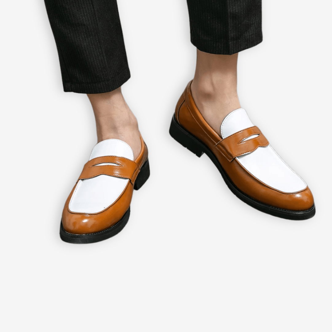 Men’s Two-Tone Loafers | Classic Slip-On Dress Shoes