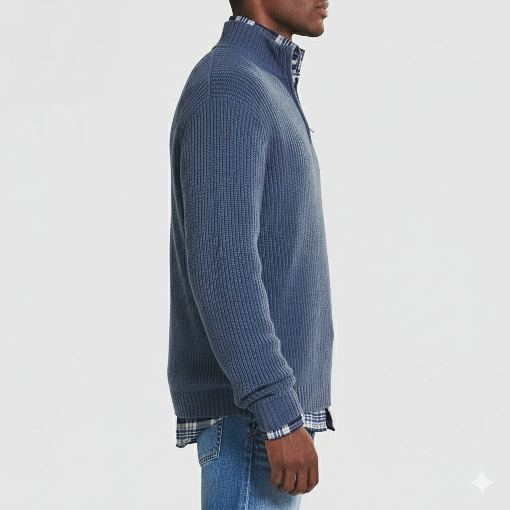 Men’s Winter Half-Zip Sweater | Classic Trucker Style